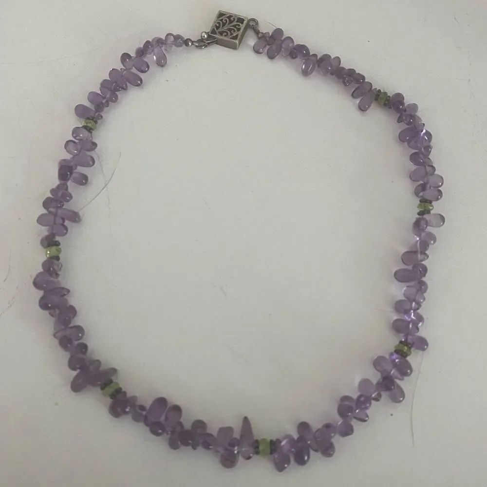Amethyst & Peridot Necklace 15”